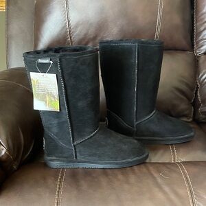 BearPaw Black Suede Mid-Calf Boots